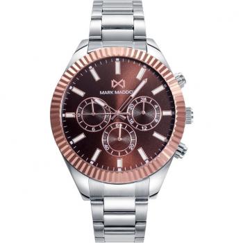 Reloj Mark Maddox HM1006‑47 con Bisel Aluminio Rosado y Esfera Marrón