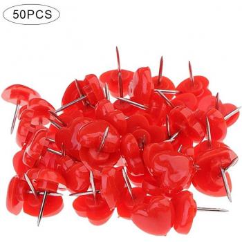 Pink Love Pushpins - 50 Count, Durable Plastic