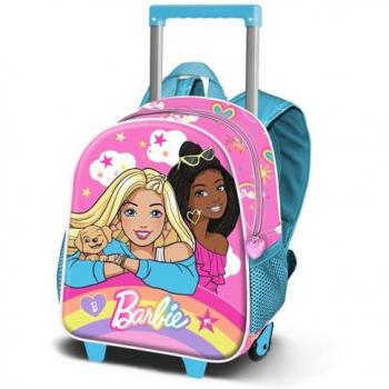 Karactermania Barbie Kids Trolley Rucksack – praktische Räder, 3D‑Frontprägung