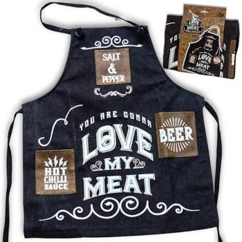Fire‑Fighter Grill Apron for Men – “My Meat Love”
