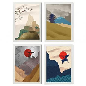 Arte Oriental en A4: Cuatro Láminas “Armonía”