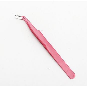 Pinzas de extensión de pestañas de acero inoxidable rojas antiestáticas