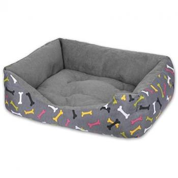 Cesta cómoda para perros y gatos, Home Mercury, mediana, diseño de huesos