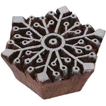 Guru-Shop Indischer Druckstempel, Holz, Schneeflocke 1, 6x6 cm
