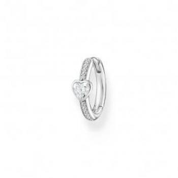 Thomas Sabo Charm Club Charming Sterling Silver White Heart Single Hoop Earring CR692-051-14
