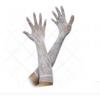 3 Colors Women's Stretch Lace Long Length Gloves - Black, White, Red