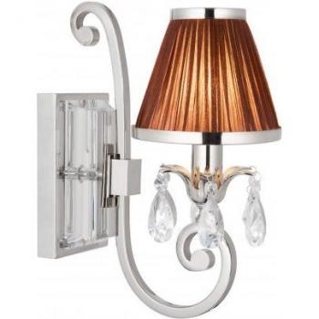 Oksana 1 Light Candle Wall Light Polished Nickel Plate Chocolate Shade E14