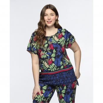 Blusa Estampada Manga Corta Fiorella Rubino Tropical