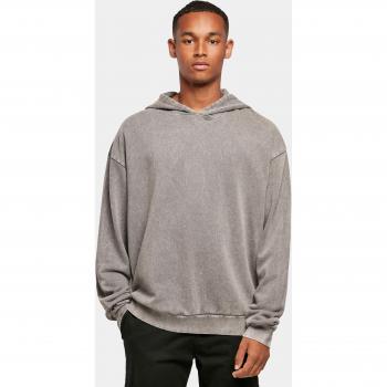 Build Your Brand Felpa Oversized Cappuccio Acid Washed Asfalto 2XL
