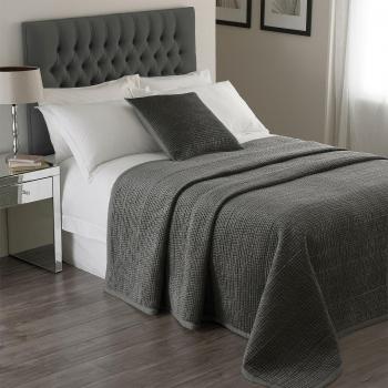 Paoletti Brooklands Bedspread Graphite - Grey Cotton - Size 240 cm x 250 cm