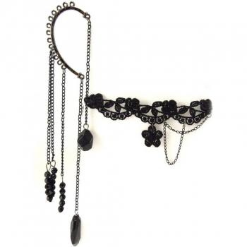 Parure Courtisanes Ivoire Dentelle – Bracelet & Bague Oreilles