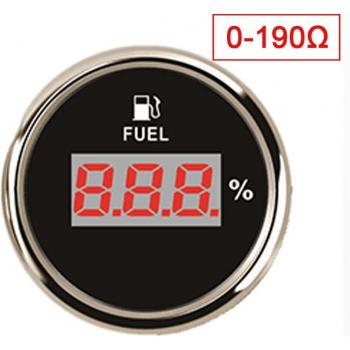 Jauge de niveau de carburant 52mm numérique LCD étanche pour bateau et moto 0 ~ 190 ohm
