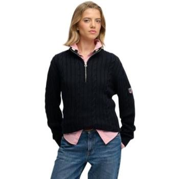 Superdry Damen Lässiger Zopfmuster Pullover „Half‑Zip Classic“