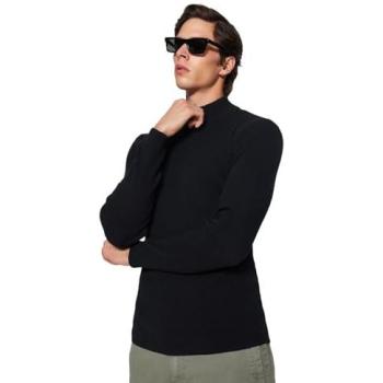 Czarny i beżowy dres: cienki cotton half turtleneck elastic knit 2-pack