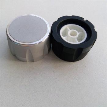 2pcs Bright Silver Aluminum Plastic Potentiometer Knob 35x20x6mm Volume Control Cap for HI-FI Amplifier