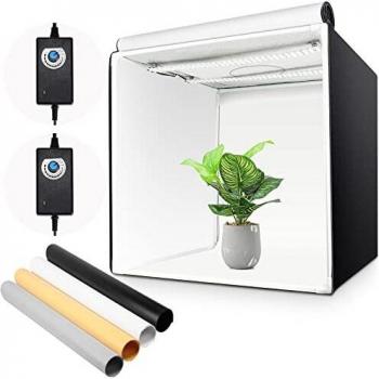 Yorbay Lichtbox Lichtwürfel Lichtzelt Set LED 3 PVC Hintergrundfolien 60x60x60