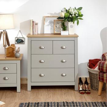 Lancaster 2+2 Drawer Grey Chest of Drawers