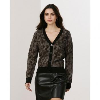 Cárdigan de Punto Fino 'VMARIA' Crema/Negro