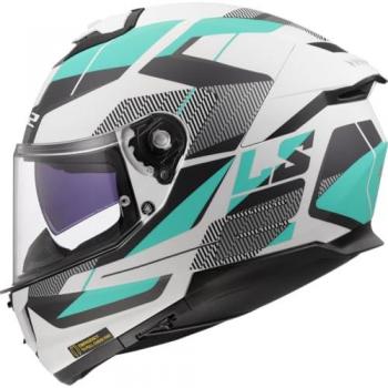 LS2 FF808 Stream II Road Casco Grigio Bianco Verde Blu XS