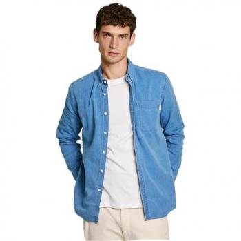 Pepe Jeans - Camisa Maison azul para hombre, PM308712, Casual, Algodón, Manga larga