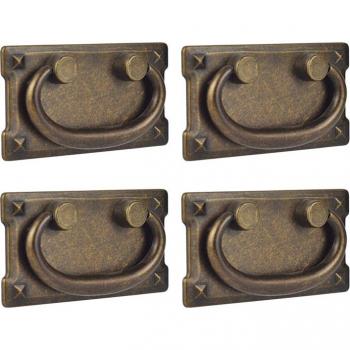 4Pcs Vintage Antique Bronze Drawer Ring Pull Handles for Cabinet Door
