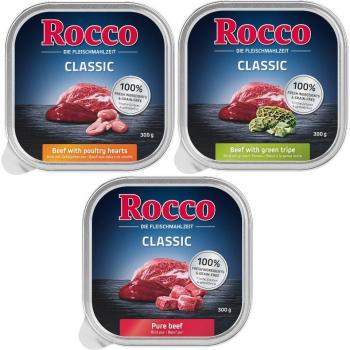 Découvrez Rocco Classic Mixte 9 x 300 g - Pâtée pour Chien avec Saveur Pur Bœuf, Panses & Cœurs de Volaille