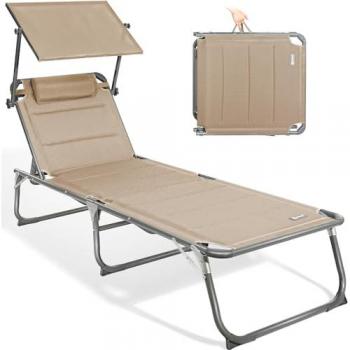 HOMECALL Klappbare Strandliege mit verstellbarer Rückenlehne