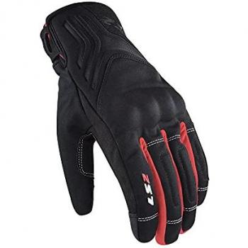 LS2 Jet II Guantes de moto impermeables - Negro Rojo (S)