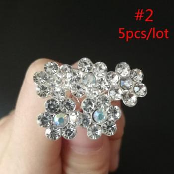 5PCS Acrylic Pearl Hair Pins with White Flower Crystal Clip for Weddings