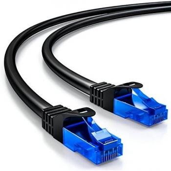 DeleyCON 1m CAT.6 Ethernet Gigabit LAN Kabel RJ45 Patchkabel U/UTP Schwarz