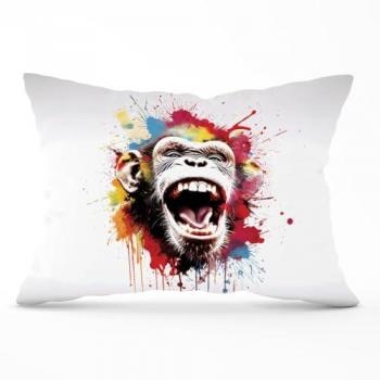 Coloured Splashart Crazy Monkey Face Cushion