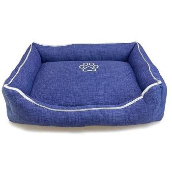 Cama Acolchada Azul con Ribete para Mascotas