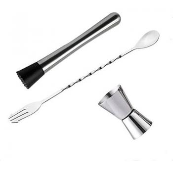 Cocktail Mixing Spoon and Jigger Set