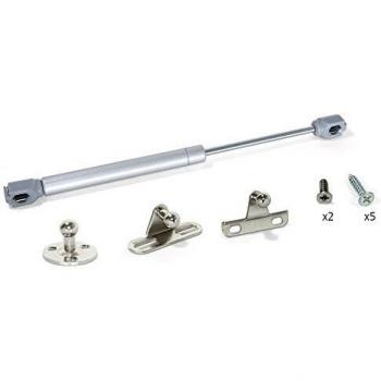 Emuca Pistone a gas per ante a ribalta verso l'alto, forza 8 kg, corsa 100 mm, Grigio metallizzato, 10 u