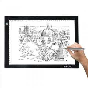 AGPtek LEGERE Tablette Lumineuse - LED Pad Pour Dessiner - Plaque Avec Luminosité Réglable