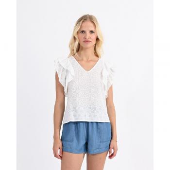 Blusa Ricamata V Scollato con Volant