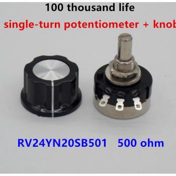 2pcs RV24YN20S B501 500 Ohm Single-Turn Potentiometer with 2 A03 Knobs