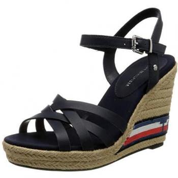 Tommy Hilfiger Sandalia de Esparto con Cuña FW0FW04843, Azul, 40