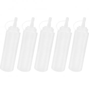 Squeeze Flessen Set van 5, 230ml voor Ketchup en Mosterd