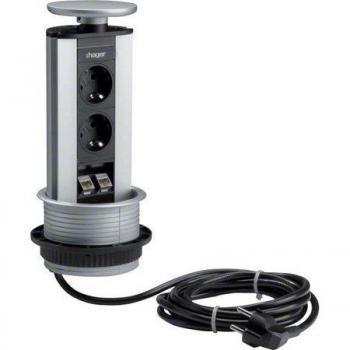 Hager TEH G7044 – Montaggio da Tavolo 2 Schuko Argento
