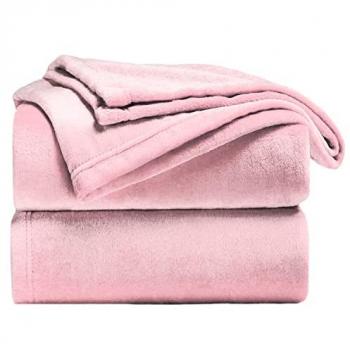 Manta de Sofá Rosa de Terciopelo Suave 100% Microfibra
