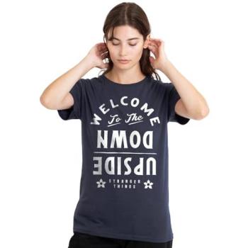 Navy Stranger Things Women’s Upside‑Down Welcome Shirt – 2XL