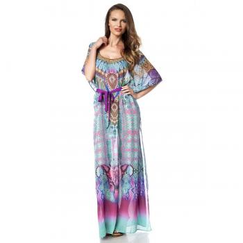 Glitzernder Kaftan in Türkis und Multicolor, One Size