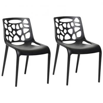 Morgan Set of 2 Stackable Black Plastic Dining Chairs for Outdoor Use