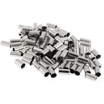 100pcs Silver Bicycle Brake Caps - Metal End Crimp Sleeves