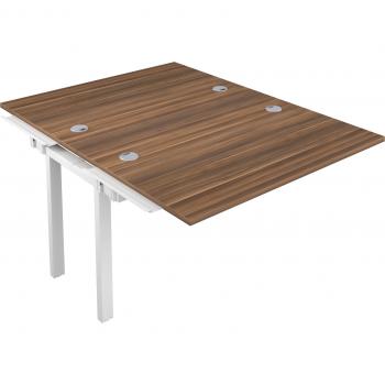 Telescopic Sliding 2 Person Walnut Bench Extension with Cable Port - 1200 X 800 - White Frame