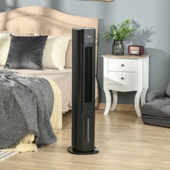 Homcom 42 Portable Cooling Fan, Water Conditioner Unit With 3 Modes, 3 Speed, Remote Controller, Timer, Oscillating For Home Quiet Bedroom, Black