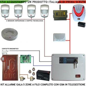 Kit Securvera 5 Zone con Sirena Interna ed Esterna GSM