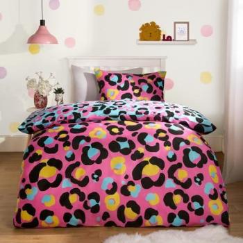 Neon Pink Leopard Duvet Cover Bedding Set
