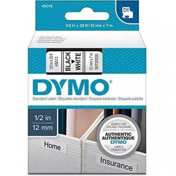 Dymo 45013 cinta plástica negro sobre blanco 12mm